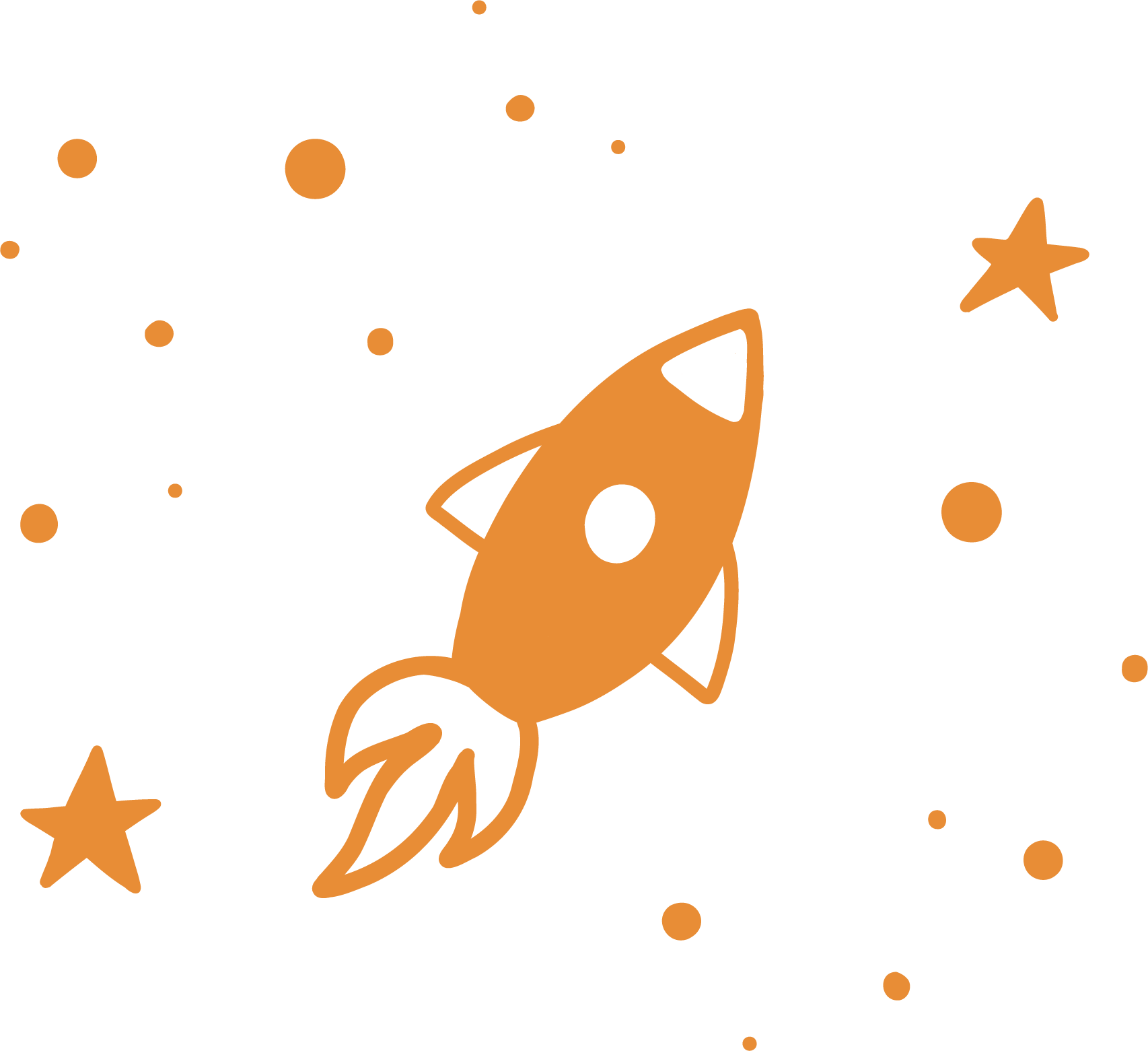 Rakete mit Sternen orange