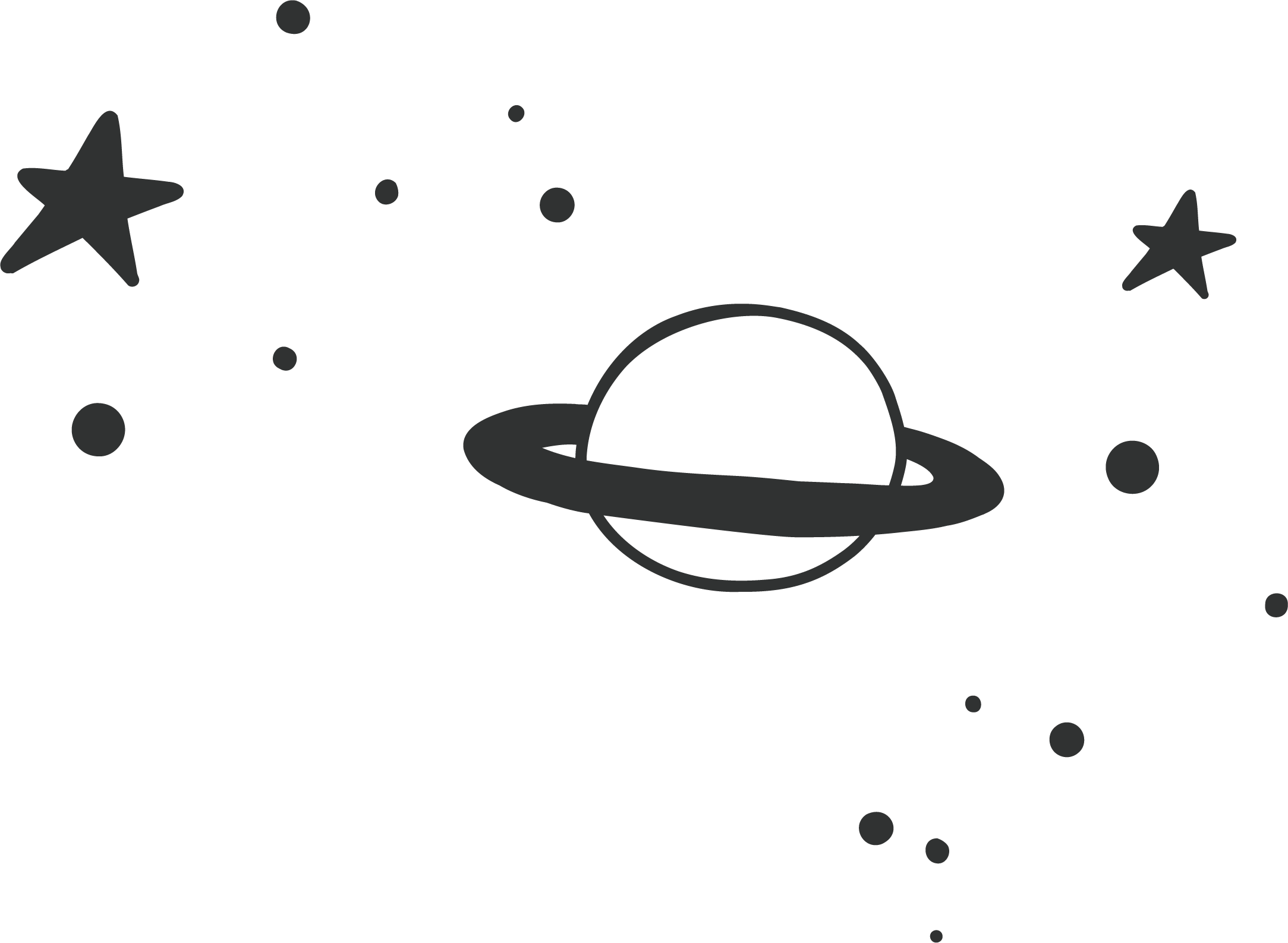 Saturn mit Sternen grau_1